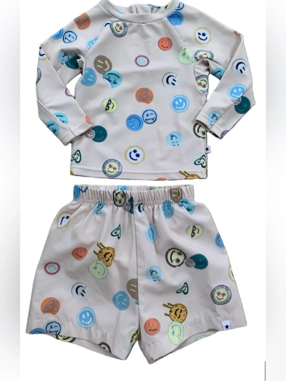 Molo Beige Swimsuit with Orange, Blue and Green Accents